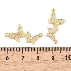 Brass Micro Pave Clear Cubic Zirconia Connector Charms&nbsp;CU-CBA908F-04G-02