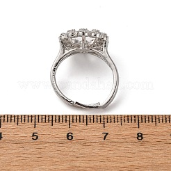Flower Brass Micro Pave Clear Cubic Zirconia Cuff Ring Settings&nbsp;KK-D378-32P