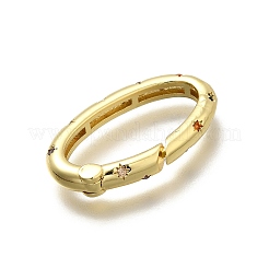 Brass Micro Pave Cubic Zirconia Spring Gate Rings&nbsp;KK-Z093-04G