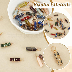 30Pcs 15 Styles Natural Mixed Gemstone Copper Wire Wrapped Big Pendants&nbsp;PALLOY-PH01687