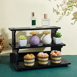 1 Bag 3-Tier Wood Display Riser Stands for Cosmetic&nbsp;ODIS-PH0002-02