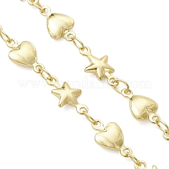 Brass Star Heart Link Chain Bracelet Making&nbsp;AJEW-JB01437