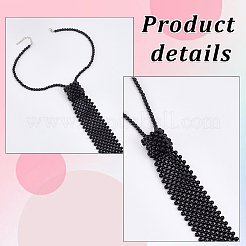 Plastic Imitation Pearls Beaded Neck Tie&nbsp;AJEW-WH20080-02B