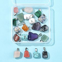 20Pcs 10 Styles Natural & Synthetic Mixed Gemstone Pendants&nbsp;G-FS0005-93P-01