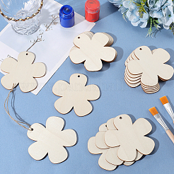 24Pcs Unfinshed Wood Pendants and Hemp Rope&nbsp;FIND-WH20020-26A