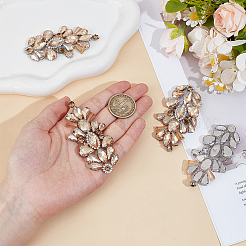 4Pcs Glass Rhinestone Embroider Thread Hotfix Rhinestone Iron on/Sew On Patches&nbsp;PATC-OC0001-01B
