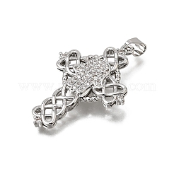 Brass Micro Pave Clear Cubic Zirconia Pendants&nbsp;CU-CBA4BAF-07P