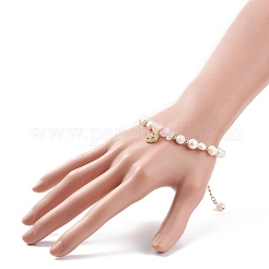 Natural Rose Quartz Chips & Pearl Beaded Bracelet&nbsp;BJEW-JB08236-01