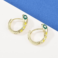 Brass Micro Pave Cubic Zirconia Hoop Earrings&nbsp;EJEW-B146-02G