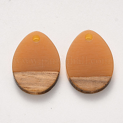 Transparent Resin & Walnut Wood Pendants&nbsp;RESI-S358-15-B02