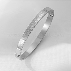 304 Stainless Steel Swirl Pattern Hinged Bangles for Women&nbsp;WG1BED9-02