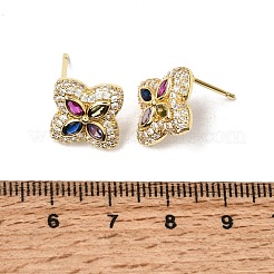 Brass Micro Pave Cubic Zirconia Stud Earrings&nbsp;KK-CBA8324-25G
