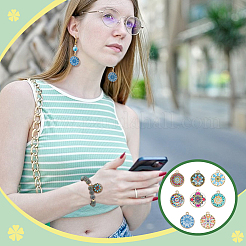 48Pcs 8 Colors Alloy Printed Pendants&nbsp;FIND-PH0021-12