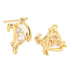 Brass Micro Pave Cubic Zirconia Stud Earring Findings&nbsp;KK-U015-06G