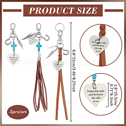 3Pcs Alloy & Synthetic Turquoise & Faux Suede Cord & Flat Imitation Leather Pendant Decorations&nbsp;HJEW-BC00122