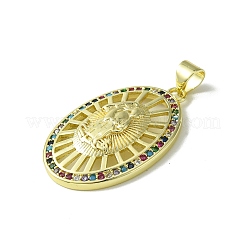 Golden Brass Micro Pave Clear Cubic Zirconia Pendants&nbsp;KK-H472-34G-01