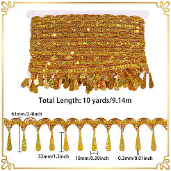 Polyester Metallic Thread Lace Tassel Ribbons&nbsp;OCOR-WH0108-42C