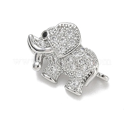 Brass Micro Pave Clear Cubic Zirconia Elephant Spacer Bars&nbsp;KK-K428-09P