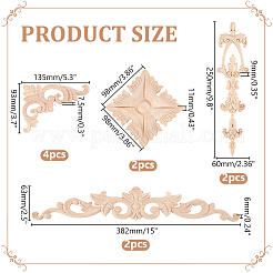 12Pcs 4 Styles Wooden Wall Decorations&nbsp;AJEW-WR0003-89