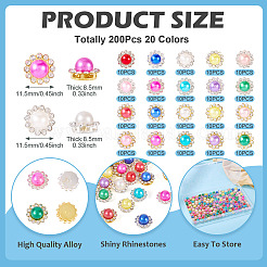 200Pcs 20 Colors Alloy Rhinestone Cabochons&nbsp;FIND-TA0006-32