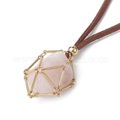 Brass Bar Link Chains Macrame Pouch Empty Stone Holder for Pendant Necklace Making&nbsp;NJEW-JN04488-01