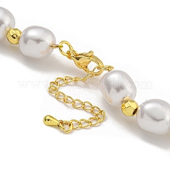 Rack Plating Brass & ABS Plastic Pearl Beads Beaded Necklaces for Women&nbsp;NJEW-C059-13G