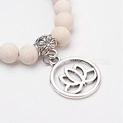 Natural White Jade(Dyed) Beads & Weathered Agate Beads Stretch Bracelets&nbsp;BJEW-JB02960