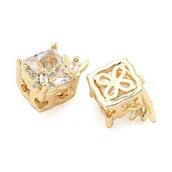Rack Plating Brass Micro Pave Clear Cubic Zirconia Beads&nbsp;KK-F089-35G-01