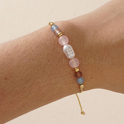 Natural Gemstone & Imitation Pearl Beaded Bracelet&nbsp;UH6167