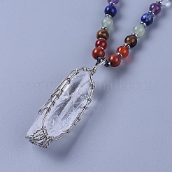 Natural Garnet & Natural Mixed Stone Pendant Necklace&nbsp;NJEW-I109-D03