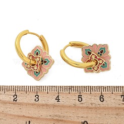 Brass Rhombus Hoop Earrings&nbsp;EJEW-R016-13G-03
