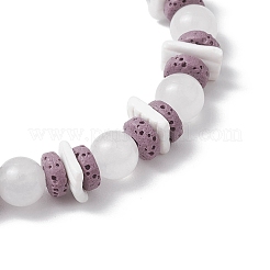 Round Natural White Jade Beads Stretch Bracelets&nbsp;BJEW-JB11818-02