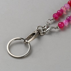 Wood & Natural Agate Beaded ID Card Neck Strap Card Holder&nbsp;AJEW-WH0270-043A