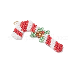 5Pcs 5 Styles Christmas Themed Glass Seed Beaded Pendants&nbsp;PALLOY-MZ00868