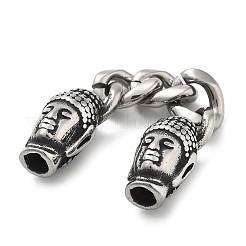 304 Stainless Steel Buddha Head Chain Connector Charms&nbsp;STAS-V008-17AS