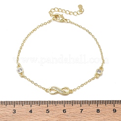 Brass Micro Pave Clear Cubic Zirconia Infinity Link Bracelets&nbsp;KK-CBA6980-27G