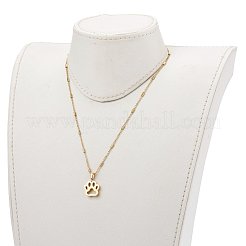 304 Stainless Steel Dog Paw Print Pendant Necklaces&nbsp;NJEW-JN03351-03