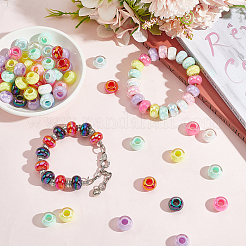 100Pcs UV Plating Rainbow Iridescent Acrylic European Beads&nbsp;MACR-PA0001-27
