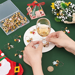 Christmas Theme Alloy Enamel Wine Glass Charms&nbsp;AJEW-AB00024
