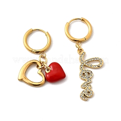 Heart & Word LOVE 304 Stainless Steel Micro Pave Clear Cubic Zirconia Hoop Earrings&nbsp;EJEW-B140-07G