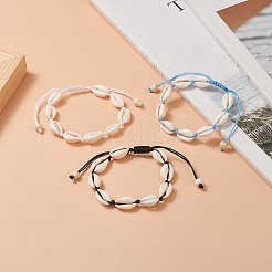 Natural Shell & Synthetic Turquoise Braided Bead Bracelet for Women&nbsp;BJEW-JB09245