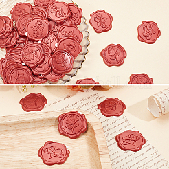 50Pcs 2 Styles Rose & Heart Adhesive Wax Seal Stickers&nbsp;DIY-CP0010-23B