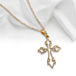 201 Stainless Steel Hollow Cross Pendant Necklaces&nbsp;FS-WGD4837-01