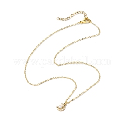 Rack Plating Brass Pave Clear Cubic Zirconia Moon Star Pendant Necklaces for Women&nbsp;NJEW-JN05000