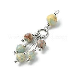 Synthetic Aqua Terra Jasper Round Tassel Big Pendants&nbsp;PALLOY-JF03281-01