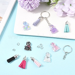 DIY Resin Cat Pendant Keychian Making Kits&nbsp;DIY-YW0013-16
