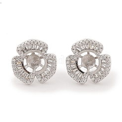 925 Sterling Silver Micro Pave Cubic Zirconia Earring Settings Findings&nbsp;STER-B003-18P