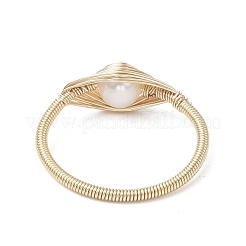 Horse Eye Natural Pearl Finger Rings&nbsp;RJEW-JR00844-01