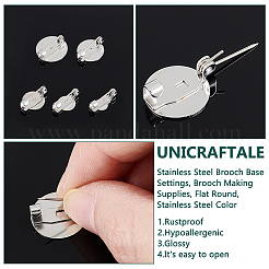 50Pcs 5 Style 316 Surgical Stainless Steel Brooch Base Settings&nbsp;STAS-UN0053-58