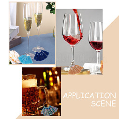 18Pcs 18 Colors Polycotton Tassel Fan Shape Wine Glass Charms&nbsp;AJEW-BC0003-93